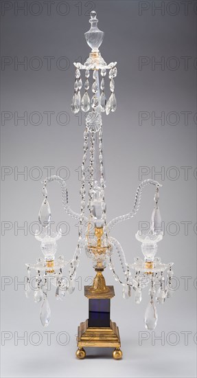 Candelabra, 1780/1800, England, Glass, colorless and dark blue, blown and cut, gilded bronze, H. 85.1 cm (33 1/2 in.)