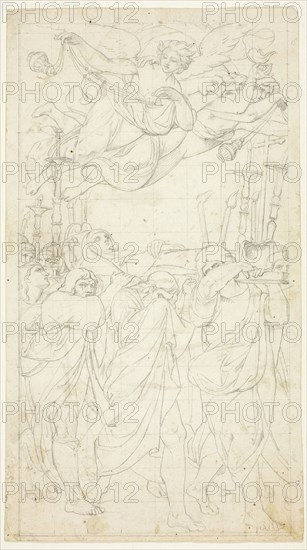 Funeral of the Virgin, n.d., Peter Cornelius (German, 1783-1867), after Ludovico Carracci (Italian, 1555-1619), Germany, Graphite on ivory wove paper, 320 x 179 mm