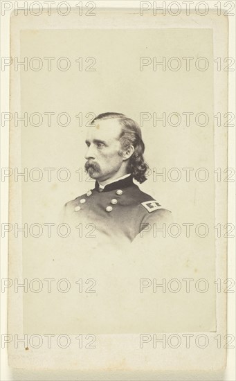 General George Armstrong Custer, 1860/76, Brady’s National Photographic Portrait Galleries, American, 20th century, United States, Albumen print (carte-de-visite), 8.5 x 5.4 cm (image), 10 x 6.1 cm (paper)