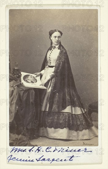 Mrs. S. H. C. Miner, 1846/1891, William Notman, Canadian, born Scotland, 1826–1891, Canada, Albumen print (carte-de-visite), 8.9 × 5.8 cm (image), 10.2 × 6.2 cm (paper)