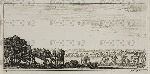 Plate Eight from Drawings of Several Movements by Soldiers, 1644, Stefano della Bella, Italian, 1610-1664, Italy, Etching on ivory laid paper, 57 x 123 mm (image), 62 x 126 mm (plate), 65 x 129 mm (sheet)