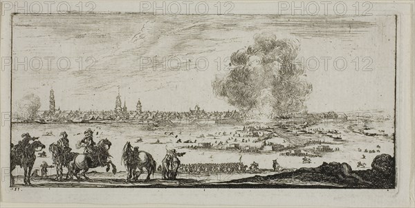 Plate Eleven from Drawings of Several Movements by Soldiers, 1644, Stefano della Bella, Italian, 1610-1664, Italy, Etching on ivory laid paper, 55 x 123 mm (image), 59 x 126 mm (plate), 65 x 131 mm (sheet)