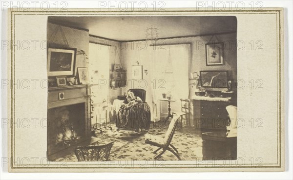 Untitled (Woman in Interior of House), 1846/99, J. C. Spooner, American, 1827–1919, United States, Albumen print, 5.3 x 6.9 cm (image), 6 x 10.1 cm (card)