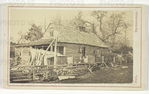 Untitled (Cabin with well), n.d., Henry S. Peck, American, active 1860s, United States, Albumen print, 5.4 x 9.1 cm (image), 6.4 x 10.5 cm (card