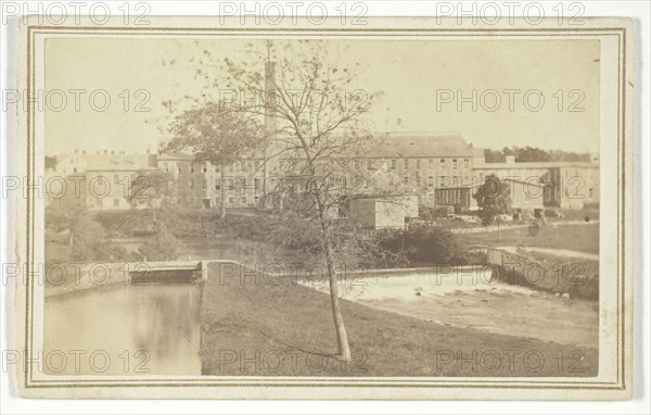 Untitled (river with falls and factory building), n.d., T. Holmes, American, 19th century, United States, Albumen print, 5.4 x 9 cm (image), 6.2 x 10 cm (card)