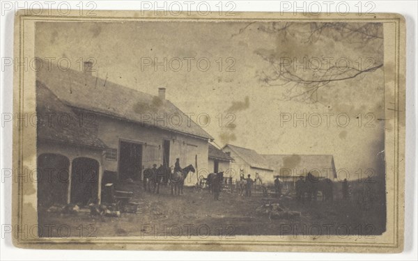 Untitled (barn exterior), n.d., Harwood & Stone, American, 19th century, United States, Albumen print, 5.4 x 8.9 cm (image), 6.2 x 10 cm (card)