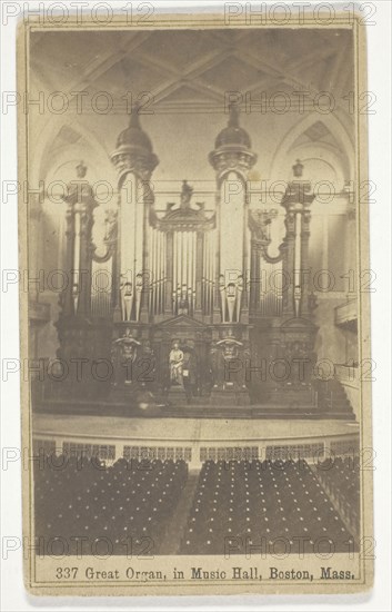 337 Great Organ, in Music Hall, Boston, Mass, n.d., Bierstadt Brothers, American, active mid 19th century, United States, Albumen print (carte-de-visite), 9.1 x 5.6 cm (image), 10.1 x 6 cm (card)