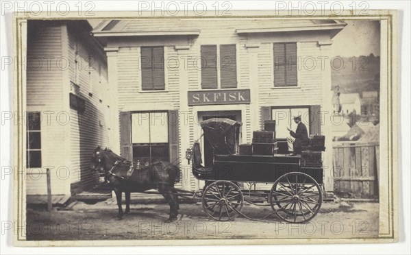 Untitled (S.K. Fisk store with delivery wagon), n.d., American, 19th century, United States, Albumen print (carte-de-visite), 5.7 x 9.2 cm (image), 6.1 x 10 cm (card)