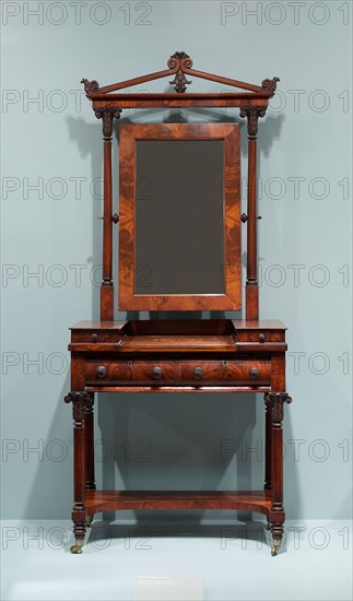Dressing Table, c. 1835, American, 19th century, Philadelphia, Philadelphia, Mahogany, maple, and walnut, 213.4 × 90.1 × 50.8 cm (84 × 35 1/2 × 20 in.)