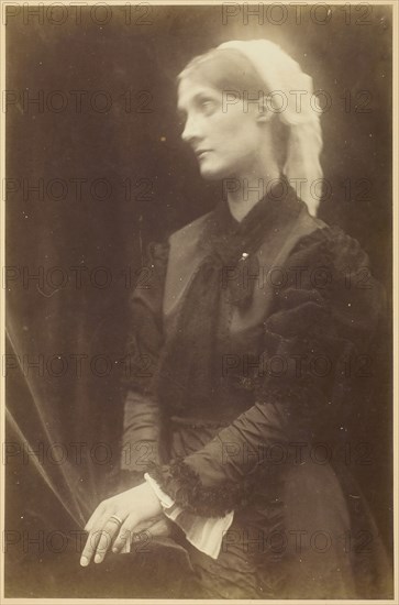 Julia Jackson, September 1874, Julia Margaret Cameron, English, 1815–1879, England, Albumen print, 35.2 × 23.2 cm (image/paper), 44.3 × 35.4 cm (mount)