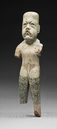 Standing Figurine, 800/400 B.C., Olmec, Veracruz, Mexico, Mexico, Green hornfels and cinnabar, H. 30.2 cm (11 7/8 in.)