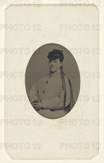 Untitled (Portrait of a Woman in a Hat), 1840–1900, American, active late 19th century, United States, Tintype, 4.9 x 3.5 cm (image, sight, oval), 9.9 x 6.1 cm (card)