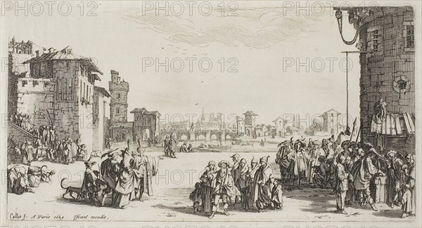 The Slave Market, 1629, Jacques Callot, French, 1592-1635, France, Etching on paper, 115 × 218 mm (image/plate), 122 × 224 mm (sheet)