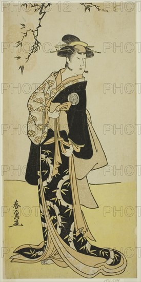 The Actor Yamashita Mangiku I as Lady Yuya (Yuya Gozen) (?) in the Play Heike Hyobanki (?), Performed at the Nakamura Theater (?) in the Seventh Month, 1789 (?), c. 1789, Katsukawa Shunsen, Japanese, active 1780s-early 1790s, Japan, Color woodblock print, hosoban, 29.2 x 14.2 cm (11 1/2 x 5 9/16 in.)