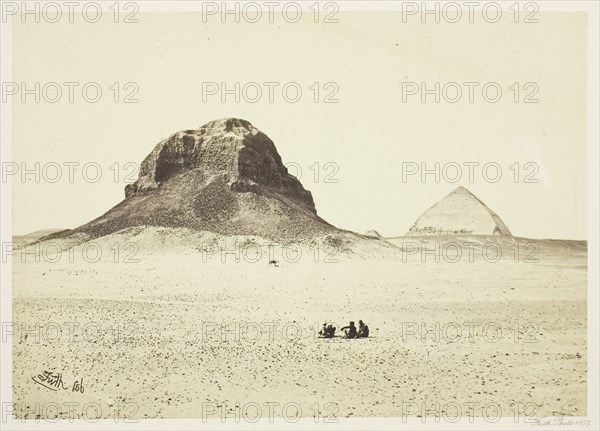 The Pyramids of Dahshoor, 1857, Francis Frith, English, 1822–1898, England, Albumen print, 16 × 22.7 cm (image/paper), 31.7 × 43.5 cm (mount)