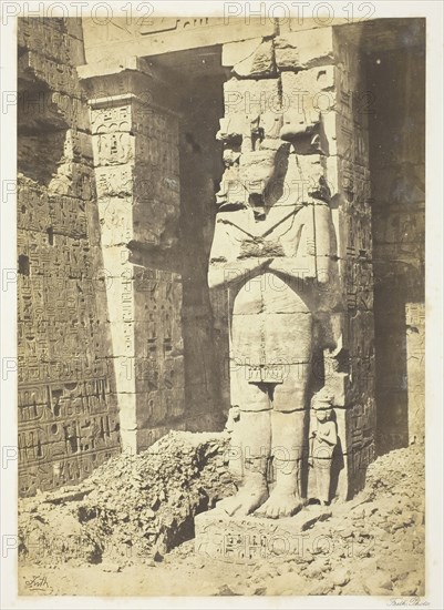 Osiride Pillars at Medinet-Haboo, c. 1857, Francis Frith, English, 1822–1898, England, Albumen print, 22.5 × 16 cm (image/paper), 31.5 × 43.4 cm (mount)