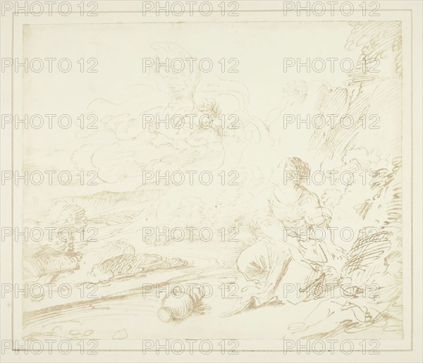 Hagar in the Desert, c. 1840/44, William Henry Fox Talbot, English, 1800–1877, England, Salted paper print, 17.8 × 21.4 cm (image/paper), 24.7 × 31 cm (mount)