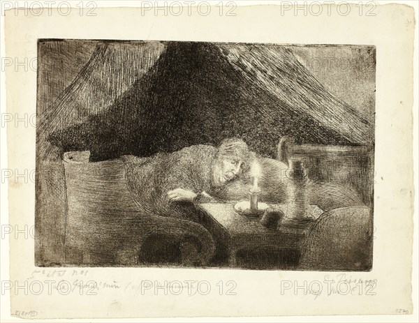 Grandmother: The Artist’s Mother, 1889, Camille Pissarro, French, 1830-1903, France, Etching and aquatint in black on ivory laid paper, 174 × 256 mm (image/plate), 237 × 310 mm (sheet)