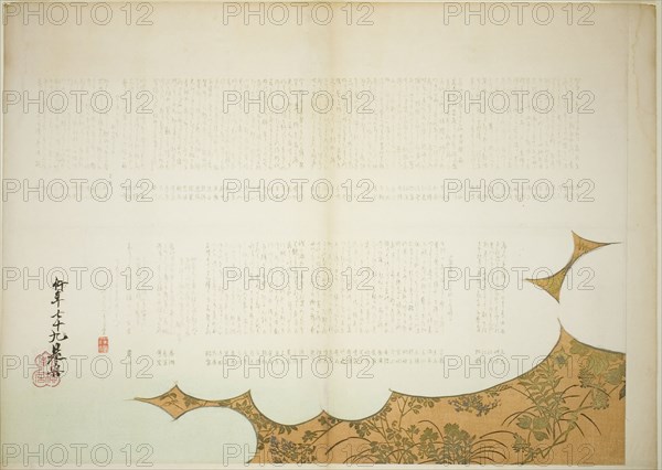 Clouds of Prince Genji, summer 1885, Shibata Zeshin, Japanese, 1807-1891, Japan, Color woodblock print, surimono, 56.5 x 42.0 cm