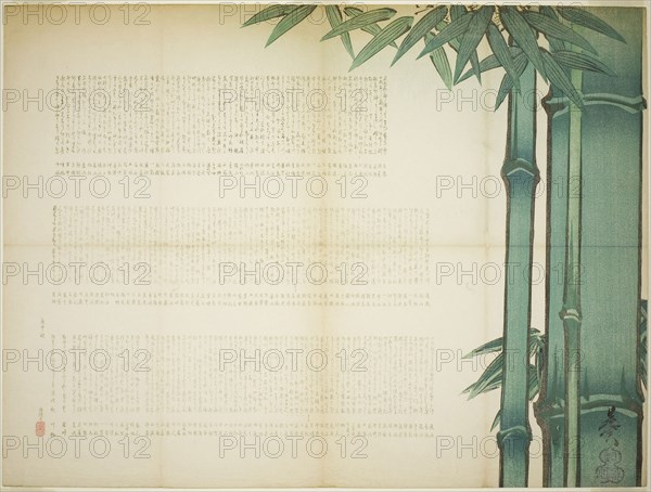 Bamboo Poetry Sheet, fall 1860, Shibata Zeshin, Japanese, 1807-1891, Japan, Color woodblock print, surimono, 57.0 x 43.0 cm