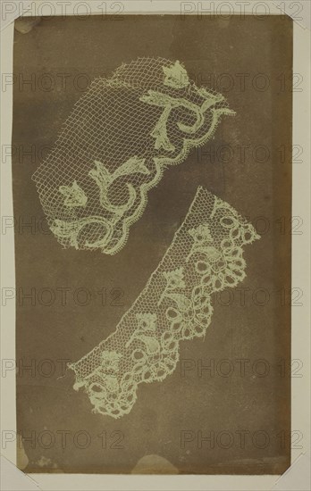 Two Scraps of Lace, c. 1838/42, William Henry Fox Talbot, English, 1800–1877, England, Photogenic drawing, 18.4 × 11.1 cm (image/paper)