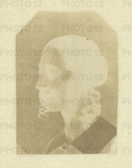 Portrait of Talbot’s Wife (Constance) or Half-Sister (Caroline or Horatia), c. 1842, William Henry Fox Talbot, English, 1800–1877, England, Calotype negative, 6.1 × 4.3 cm (image), 25.4 × 21 cm (paper)