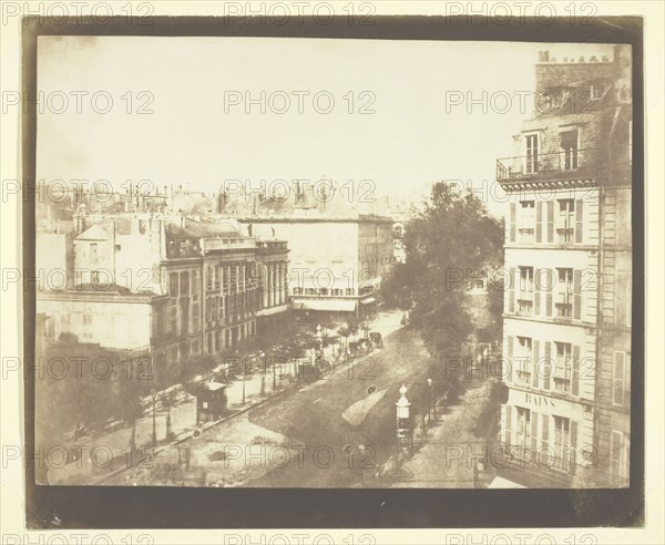 View of the Boulevards at Paris, 1843, William Henry Fox Talbot, English, 1800–1877, England, Salted paper print, 16.2 × 21.3 cm (image), 18.4 × 22.2 cm (paper)