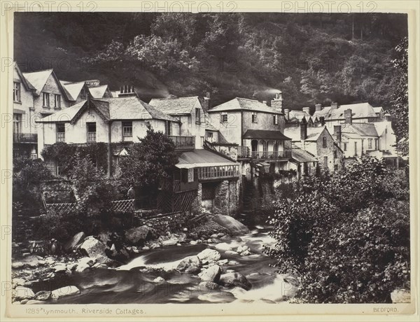 Lynmouth, Riverside Cottages, 1860/94, Francis Bedford, English, 1816–1894, England, Albumen print, 15.6 × 21.3 cm (image), 16.6 × 21.7 cm (paper)