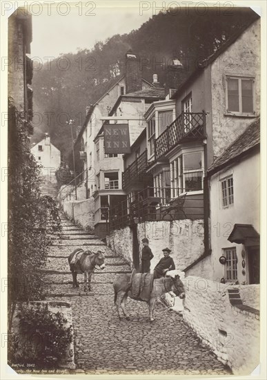 Clovelly, the New Inn and Street, 1860/94, Francis Bedford, English, 1816–1894, England, Albumen print, 28.7 × 19.8 cm (image/paper)
