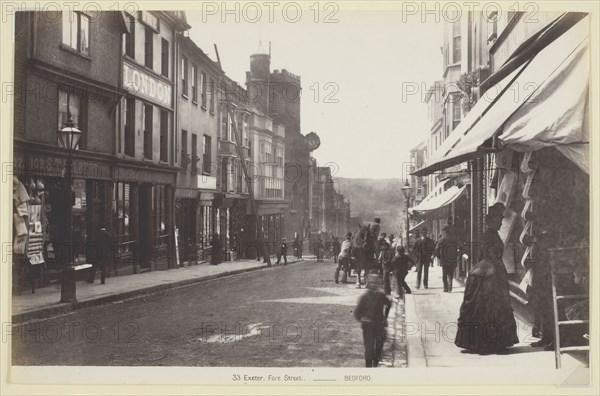 33 Exeter, Fore Street, 1860/94, Francis Bedford, English, 1816–1894, England, Albumen print, 12.2 × 19.9 cm (image), 12.9 × 19.9 cm (paper)