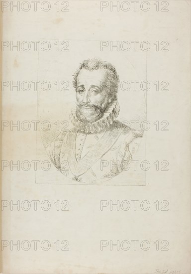 Portrait of Henry IV, 1817, Baron François Pascal Simon Gérard (French, 1770-1837), printed by Comte de Charles Philibert Lasteyrie du Saillant (French, 1759-1849), authored by Louis Bacler D’Albe (French, 1761-1824), France, Lithograph in black on ivory wove paper, 188 × 143 mm (image), 360 × 257 mm (sheet)