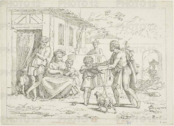 Homer, 1804–06, Pierre Nolasque Bergeret, French, 1782-1863, France, Lithograph on paper, 201 × 288 mm (image), 224 × 309 mm (sheet)