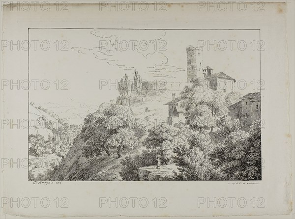 Landscape, 1816, Constant Bourgeois (French, 1767-1841), printed by Comte de Charles Philibert Lasteyrie du Saliant (French, 1759-1849), France, Lithograph in black, pen-and-ink style, on ivory laid paper, 190 × 290 mm (image), 268 × 358 mm (sheet)