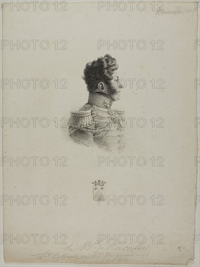 Portrait of the Marquis de Noirville, 1815, Charles Edward Crespi Le Prince (French, 1784-1855), printed by Comte de Charles Philibert Lasteyrie du Saillant (French, 1759-1849), France, Lithograph in black on ivory wove paper, 178 × 103 mm (image), 318 × 236 mm (sheet)