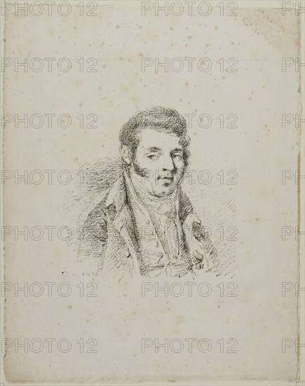 Portrait of Monsieur de Mortemart-Boisse, 1816, Dominique-Vivant Denon, French, 1747-1825, France, Lithograph in black on ivory wove paper, 113 × 112 mm (image), 241 × 189 mm (sheet)