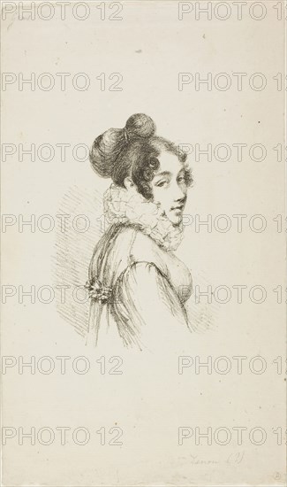 Portrait of a Young Lady, c. 1820, Dominique-Vivant Denon, French, 1747-1825, France, Lithograph in black on cream wove paper, 133 × 93 mm (image), 268 × 159 mm (sheet)