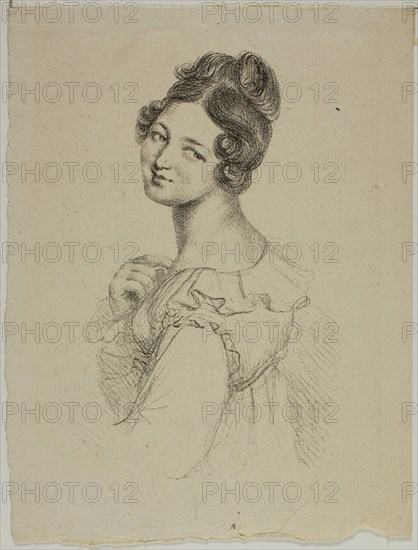Portrait of Madame Giacomelli, 1817–20, Dominique-Vivant Denon, French, 1747-1825, France, Lithograph in black on buff laid paper, 179 × 110 mm (image), 226 × 171 mm (sheet)