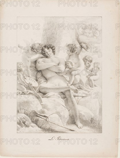 The Idler, 1816, Pierre Guérin (French, 1774-1833), printed by Gottfried Engelmann (French, 1788-1839), France, Lithograph in black on pinkish-cream wove paper, 269 × 196 mm (image), 364 × 272 mm (sheet)