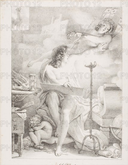Vigilant One, 1816, Pierre Guérin (French, 1774-1833), printed by Gottfried Engelmann (French, 1788-1839), France, Lithograph in black on cream wove paper, 271 × 197 mm (image), 311 × 240 mm (sheet)