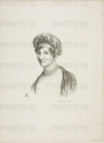Portrait of a Woman in a Turban, n.d., Jean Antoine Laurent (French, 1763-1832), printed by Comte de Charles Philibert Lasteyrie du Saillant (French, 1759-1849), France, Lithograph in black on ivory wove paper, 164 × 116 mm (image), 354 × 260 mm (sheet)