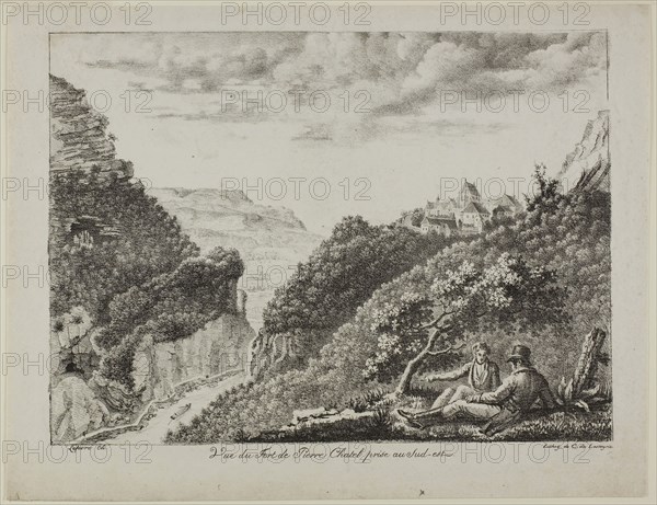 View of Fort Pierre Chatel toward the Southeast, c. 1820, Charles Lefèvre (French, active 1831-1863), printed by Comte de Charles Philibert Lasteyrie du Saillant (French, 1759-1849), France, Lithograph in black on ivory wove paper, 223 × 305 mm (image), 268 × 347 mm (sheet)