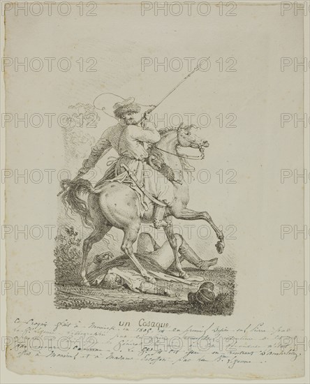 A Cossack, 1805, Louis F. Lejeune (French, 1775-1848), printed by Alois Senefelder (German, 1771-1834), France, Lithograph in black on ivory wove paper, 182 × 129 mm (image), 264 × 211 mm (sheet)