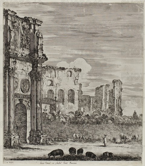 The Arch of Constantine, 1654, Stefano della Bella, Italian, 1610-1664, Italy, Etching on ivory laid paper, 310 x 260 mm (image), 311 x 270 mm (sheet)