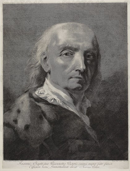 Portrait of the Painter Giovanni Battista Piazzetta, c. 1750, Giovanni Marco Pitteri, Italian, 1702-1786, Venice, Engraving in black on paper, 450 x 343 mm (image/sheet, trimmed within plate mark)