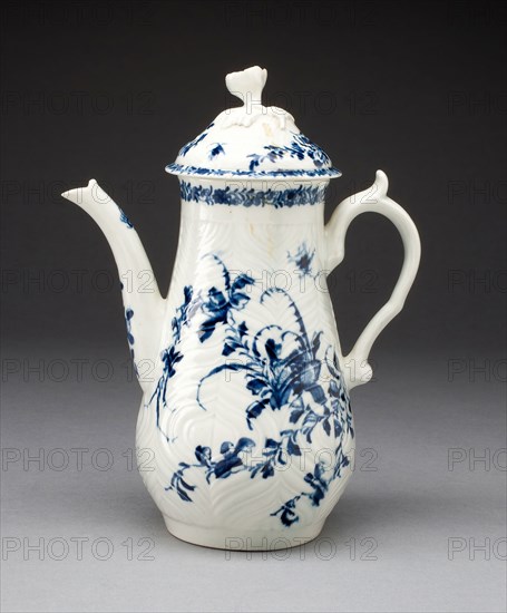 Coffee Pot, c. 1760, Worcester Porcelain Factory, Worcester, England, founded 1751, Worcester, Soft-paste porcelain, underglaze blue decoration, H. 22.2 cm (8 3/4 in.)