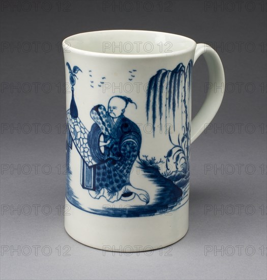 Mug, 1765/75, Worcester Porcelain Factory, Worcester, England, founded 1751, Worcester, Soft-paste porcelain, underglaze blue decoration, 13.6 x 8.6 cm (5 7/8 x 3 7/8 in.)