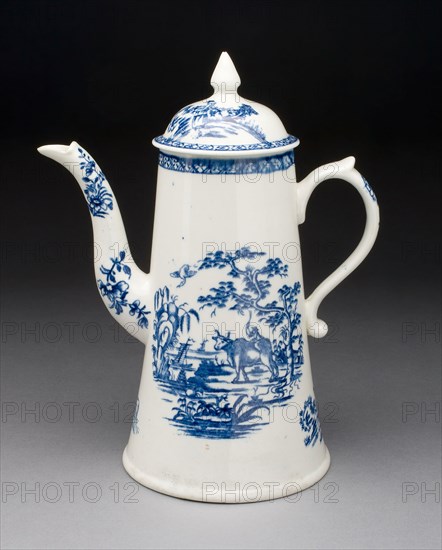 Coffee Pot, 1765/70, Derby Porcelain Manufactory, England, 1750-1848, Derby, Soft-paste porcelain, underglaze blue and transfer-printed, 24.8 × 12.1 cm (9 3/4 × 4 3/4 in.)