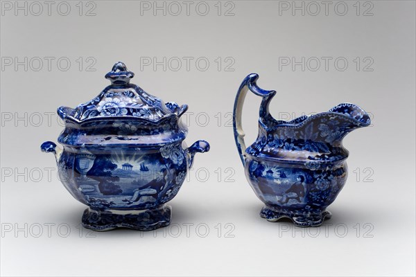 Sugar Bowl and Creamer, 1820/50, English for the American market, Staffordshire, England, Earthenware, 17.8 × 17.8 cm (7 × 7 in.)