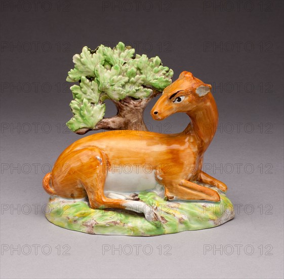 Doe, c. 1820, England, Staffordshire, Staffordshire, Lead-glazed earthenware, polychrome enamels, 13.3 x 15.2 cm (5 1/4 x 6 in.)