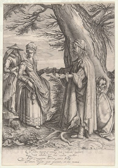 Fortune-Teller, c. 1608, Andries Stock (Dutch, c. 1580-after 1648), after Jacques de Gheyn II (Dutch, 1565-1629), Netherlands, Engraving on cream laid paper, 292 x 203 mm (sheet, trimmed within plate mark)